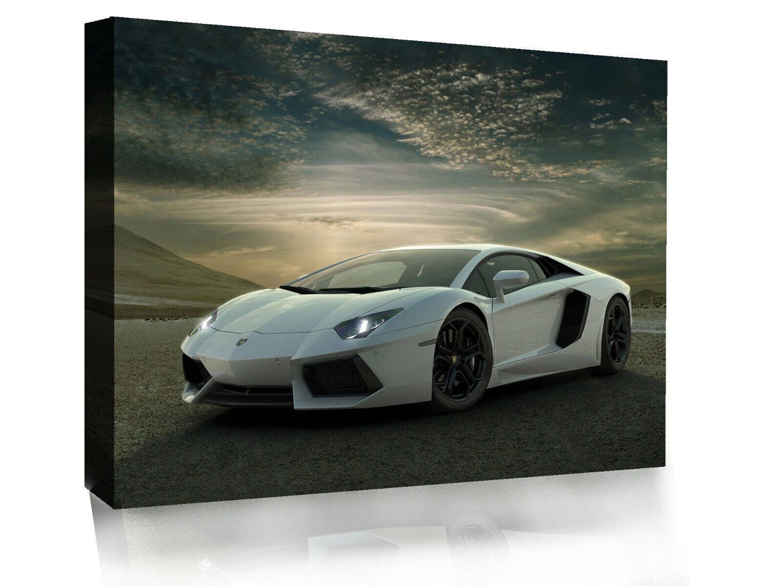 White Lamborghini Super Sports Car Canvas Wall Art Picture Print