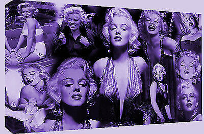 LARGE PURPLE MARILYN MONROE COTTON CANVAS PICTURE COLLAGE WALL ART - ALL SIZES