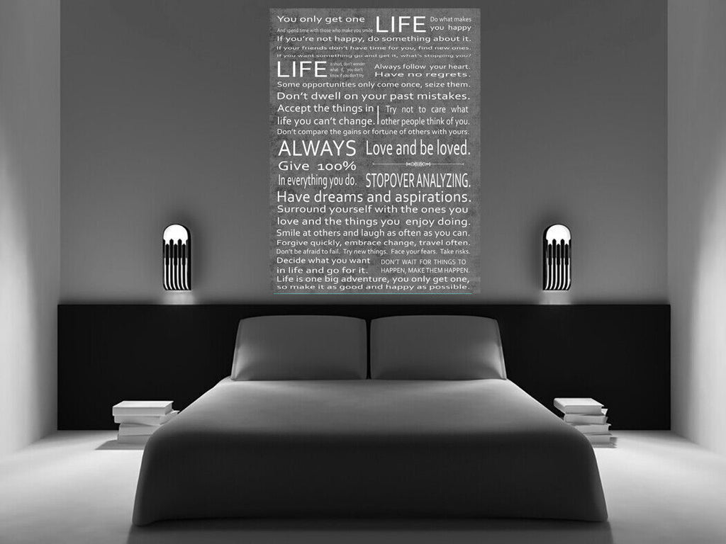 Life Manifesto Quote Canvas Wall Art Picture Print Artwork - Grey