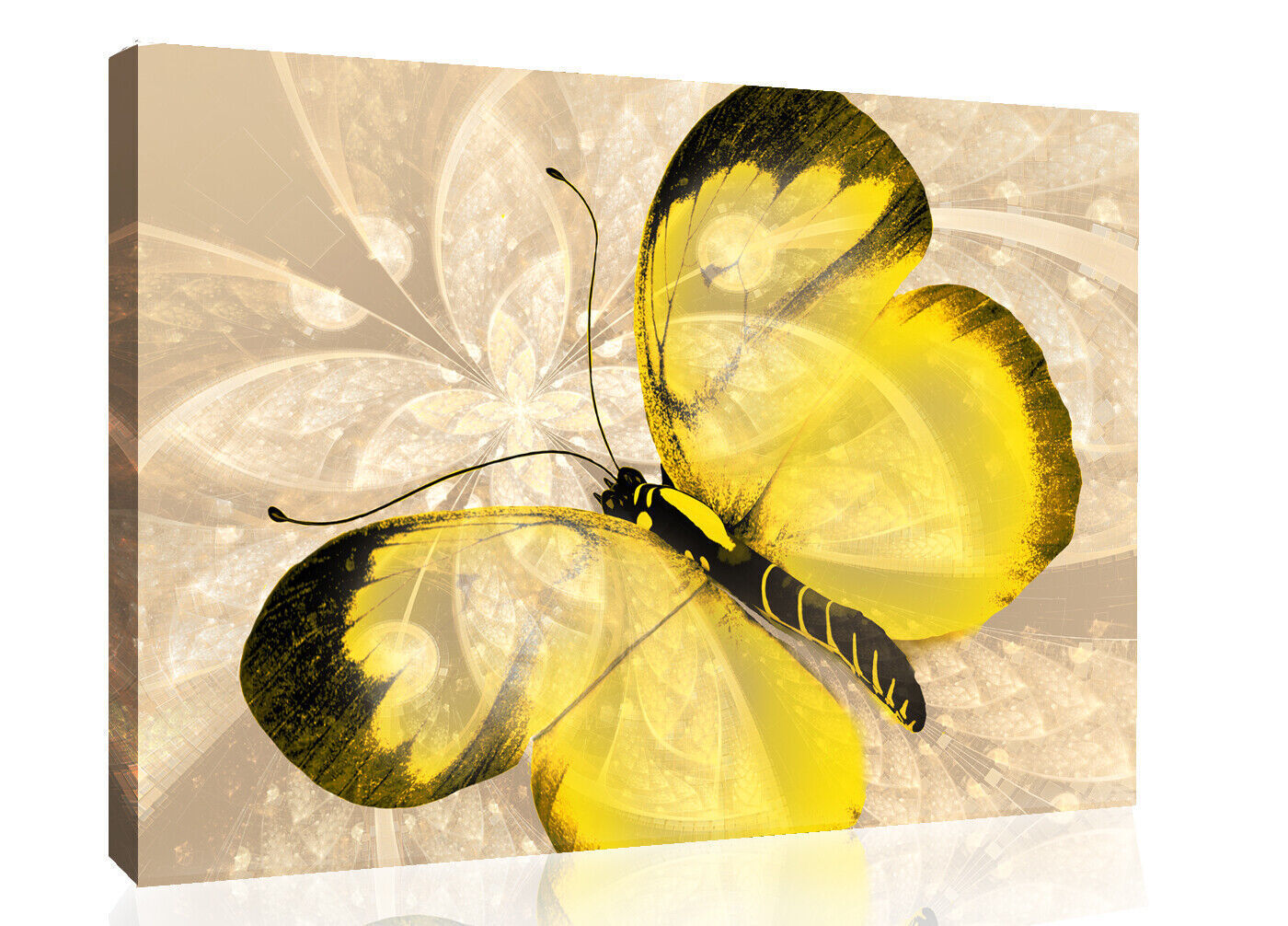 Abstract Canvas Print Butterfly Yellow Cream Wall Art Print Various Sizes