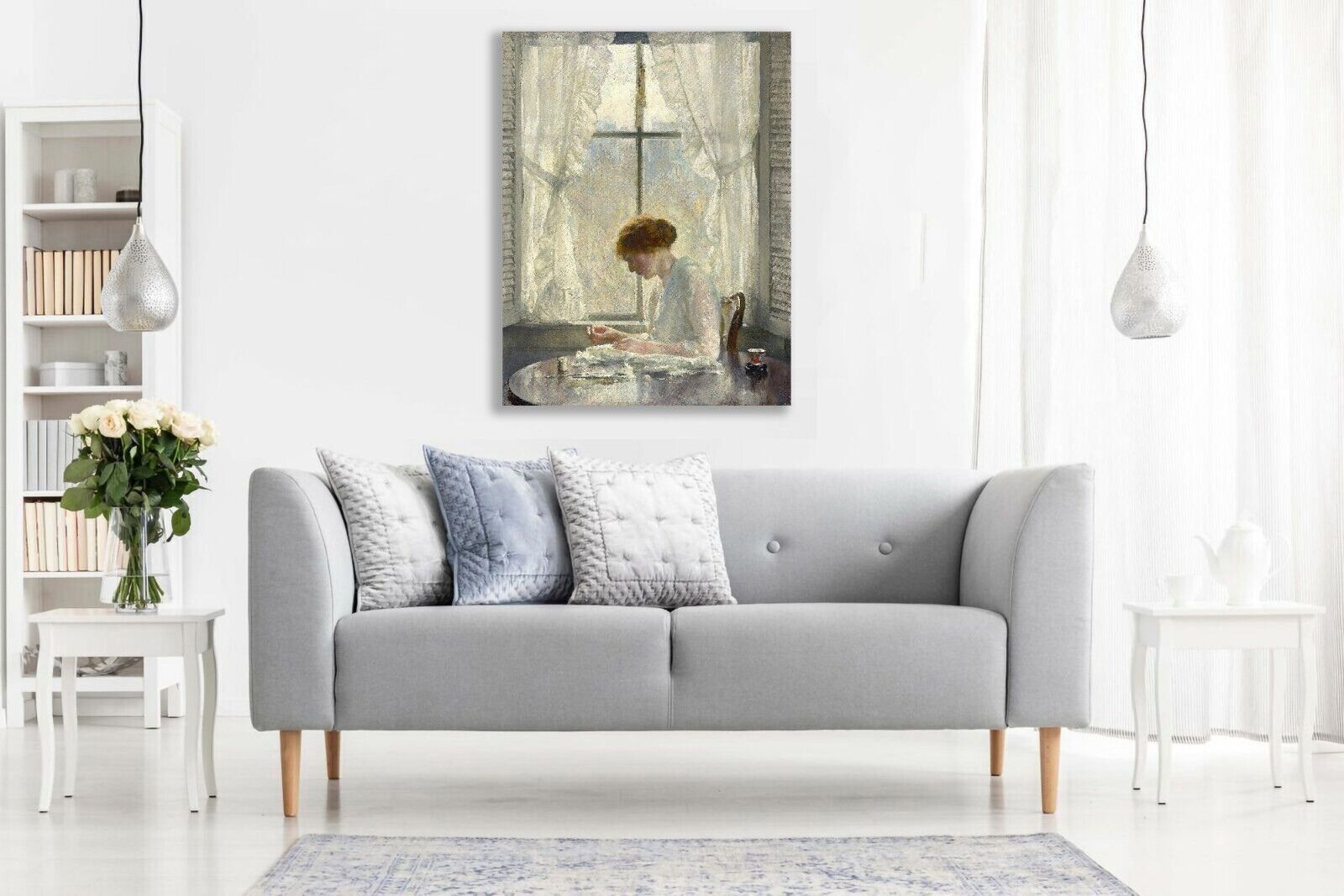 JOSEPH DECAMP, THE SEAMSTRESS Canvas Wall Art Picture Print