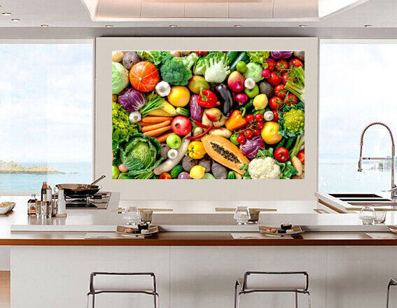 Fruit and Vegetables Kitchen Colourful Canvas Wall Art Picture Print