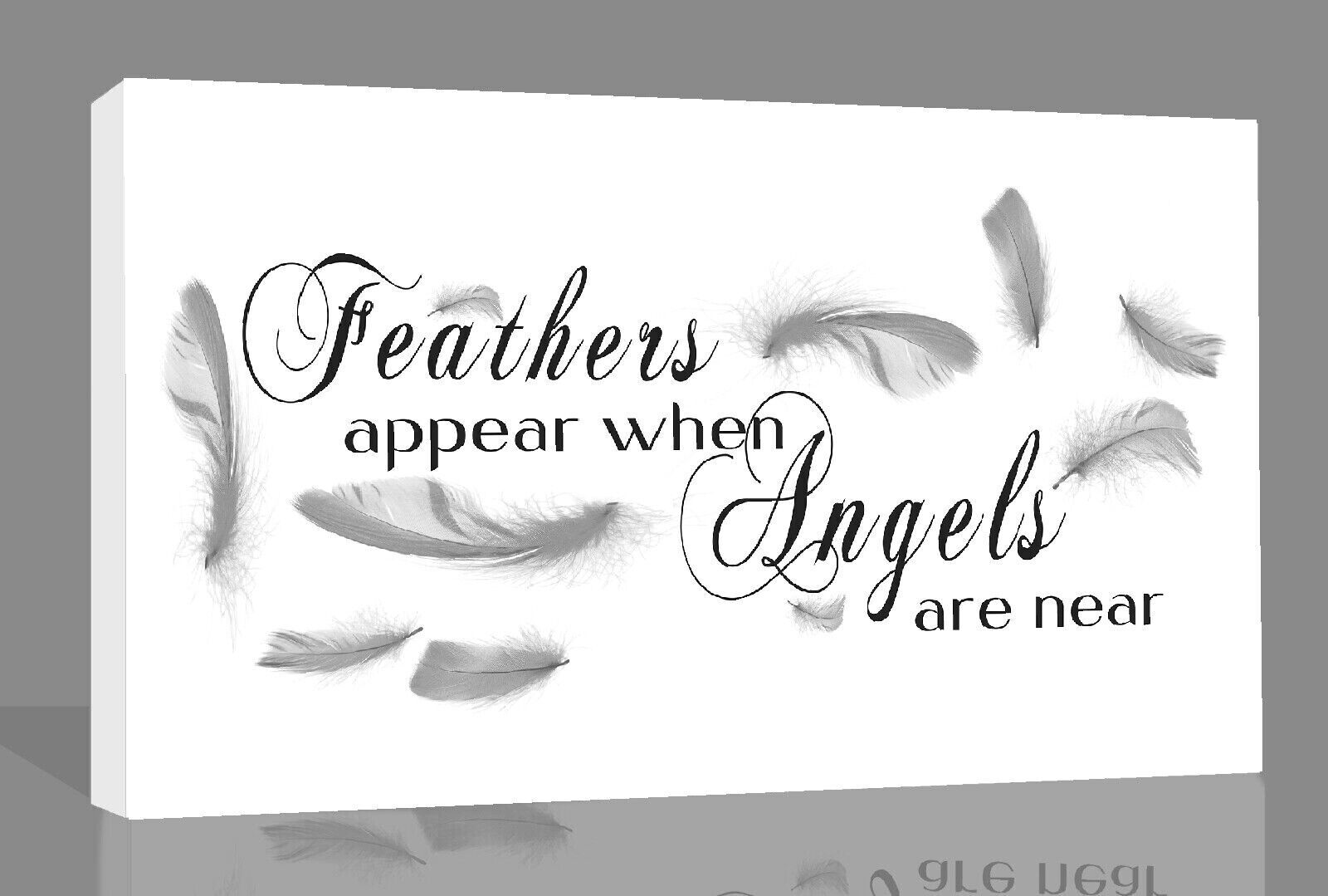 Black and White Feathers appear when angels quote Canvas Wall Art Picture Print
