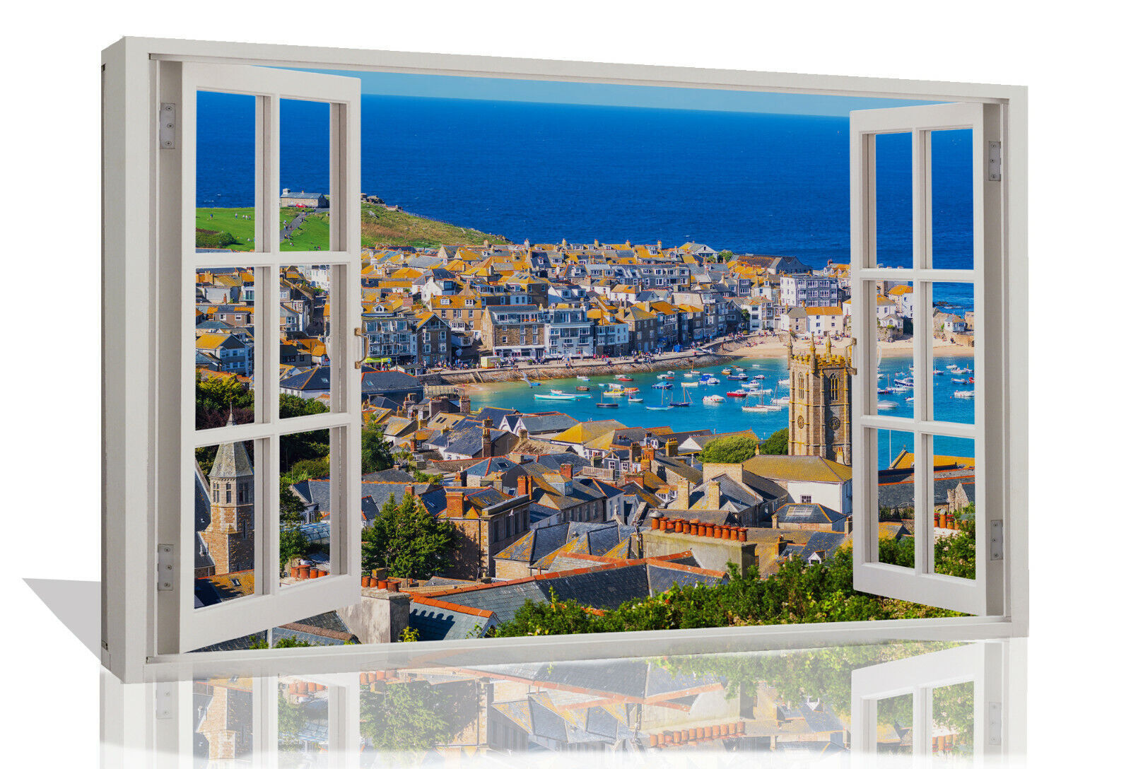 St Ives Cornwall Landscape View 3D Window Canvas Wall Art Picture Print