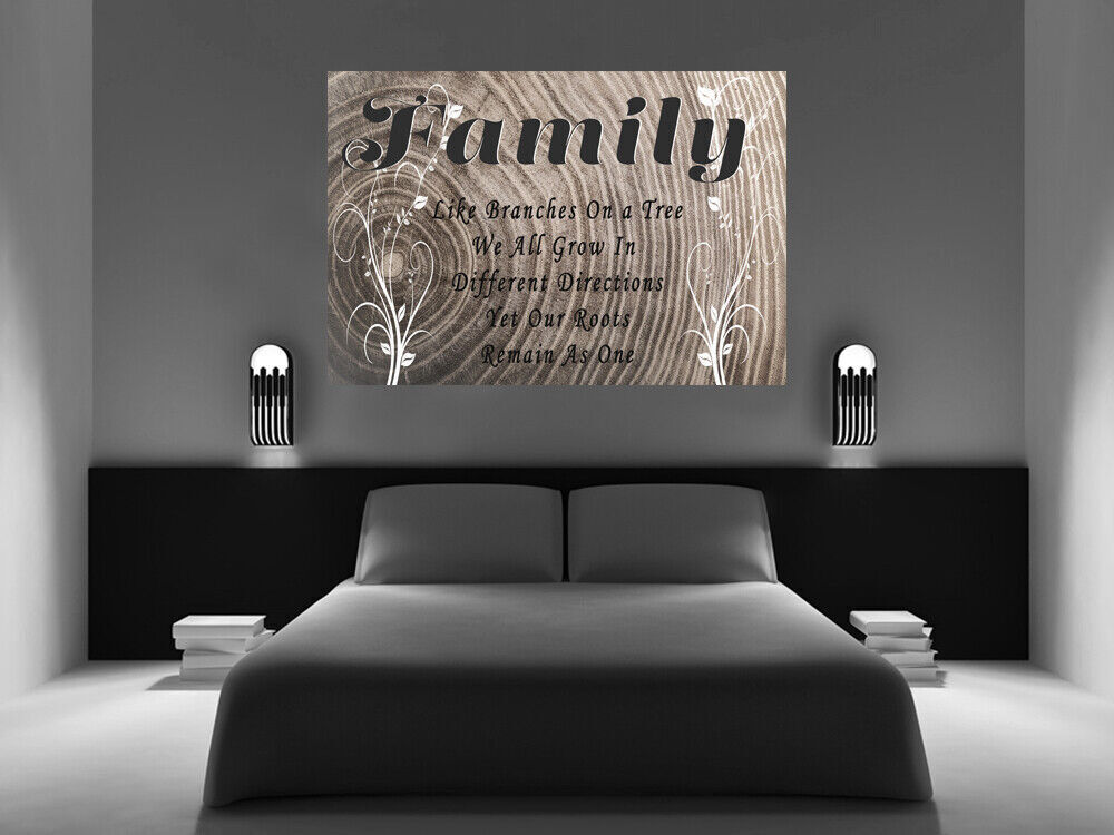 Grey Family like branches on a tree quote Canvas Wall Art Picture Print