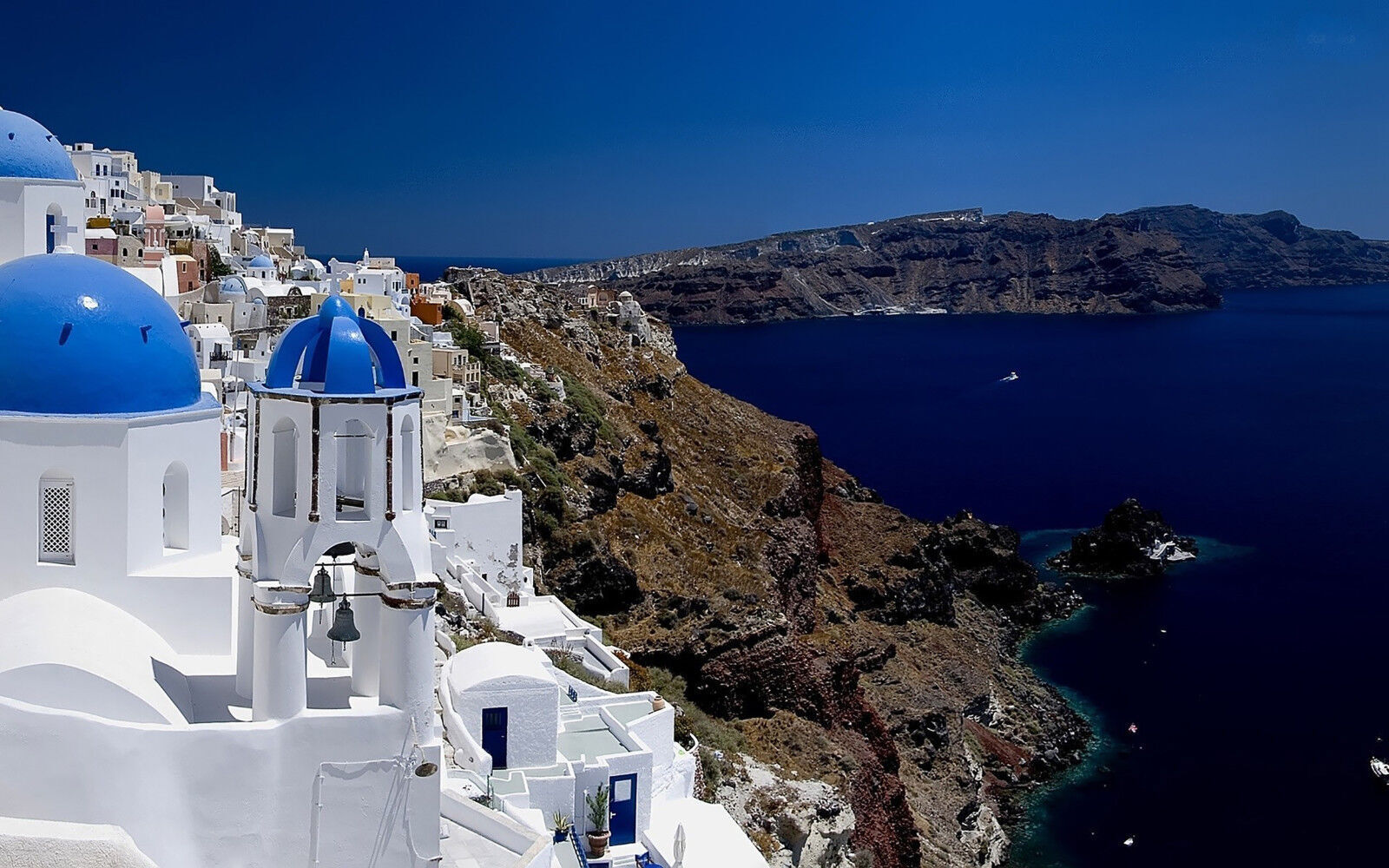 Santorini Greece Landscape Cotton Canvas Wall Art Picture Print- A1, A2 sizes