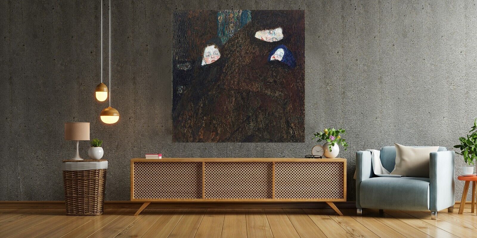 Mother with two children Gustav Klimt CANVAS WALL ART PICTURE PRINT PAINTING