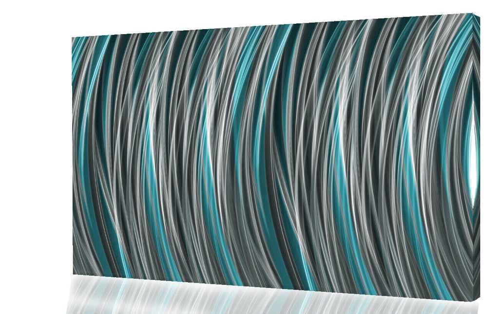 Grey Duck Egg Blue Stripes Modern Abstract Canvas Wall Art Picture Print
