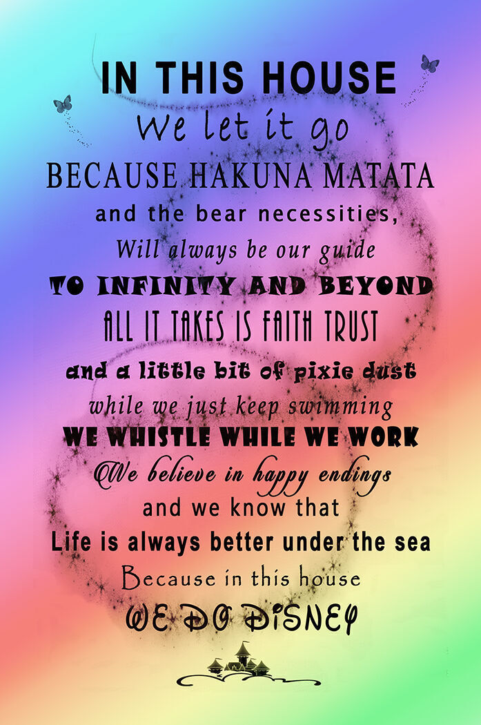 Rainbow We Do Disney In This House Quote on CANVAS WALL ART Picture Print