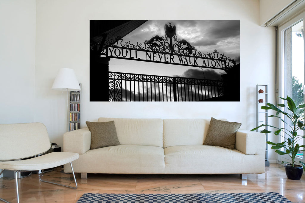 Liverpool You'll Never Walk Alone CANVAS WALL ART Picture Print Black and White