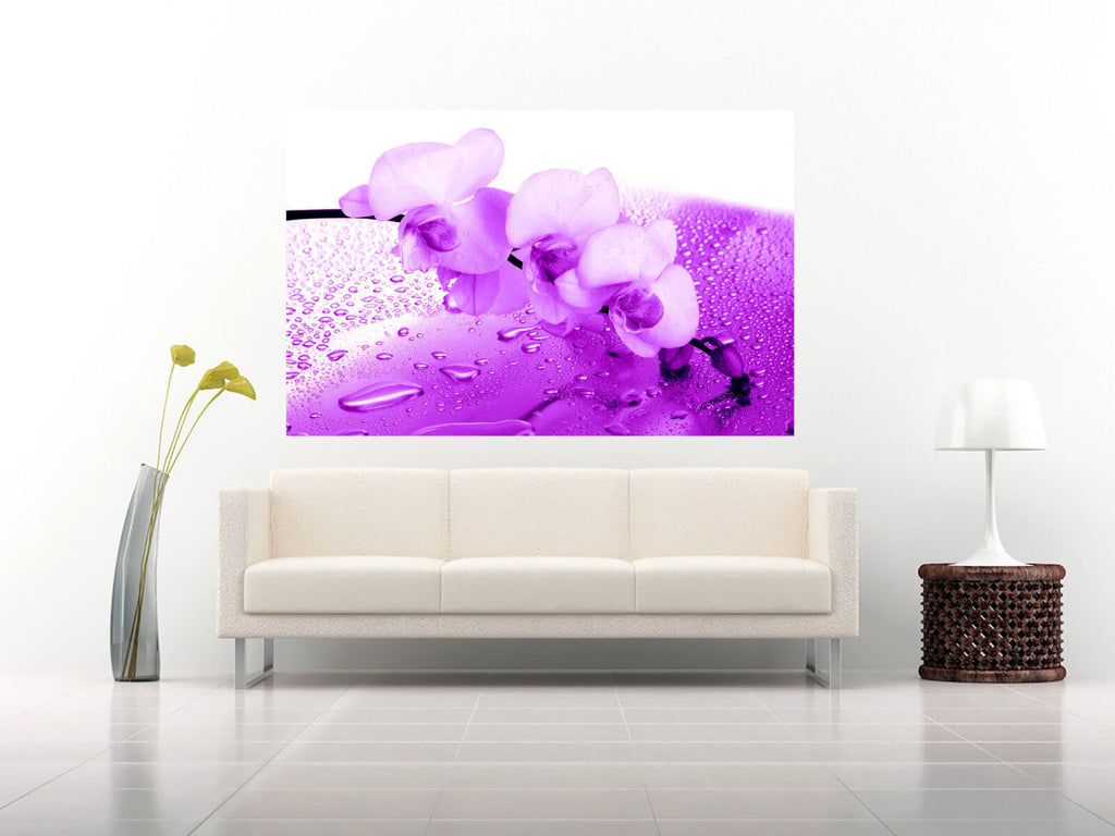 Purple Orchid Floral Canvas Wall Art Picture Print - ALL SIZES