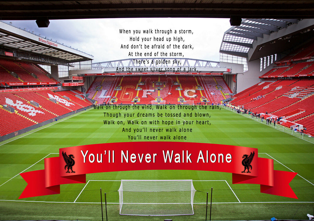Coloured Liverpool Anfield You'll Never Walk Alone CANVAS WALL ART Print Picture