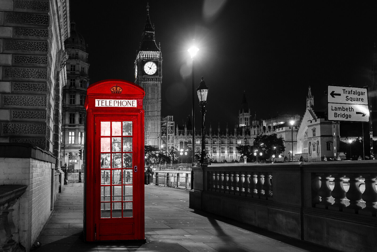 Red London City Telephone Box Canvas Wall Art Picture Print