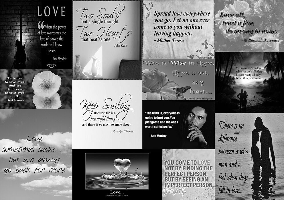 Famous Black White Love Quotes Canvas Wall Art  Picture 100% cotton - ALL sizes