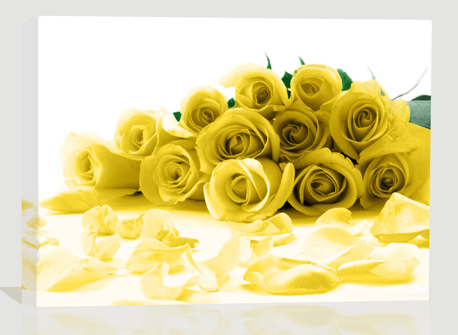 Yellow Roses Flower Canvas Wall Art Picture Print