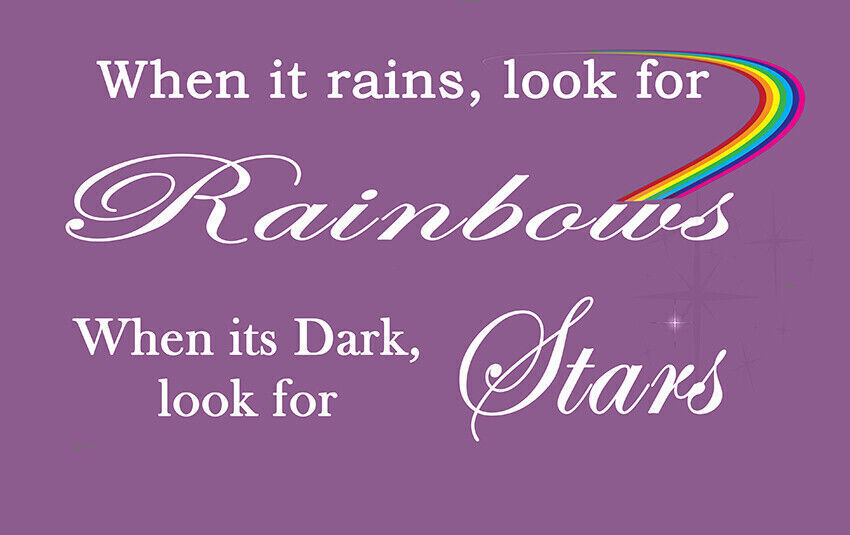 WHEN IT RAINS LOOK FOR RAINBOW QUOTE - PURPLE - Canvas Wall Art Print- ALL SIZES