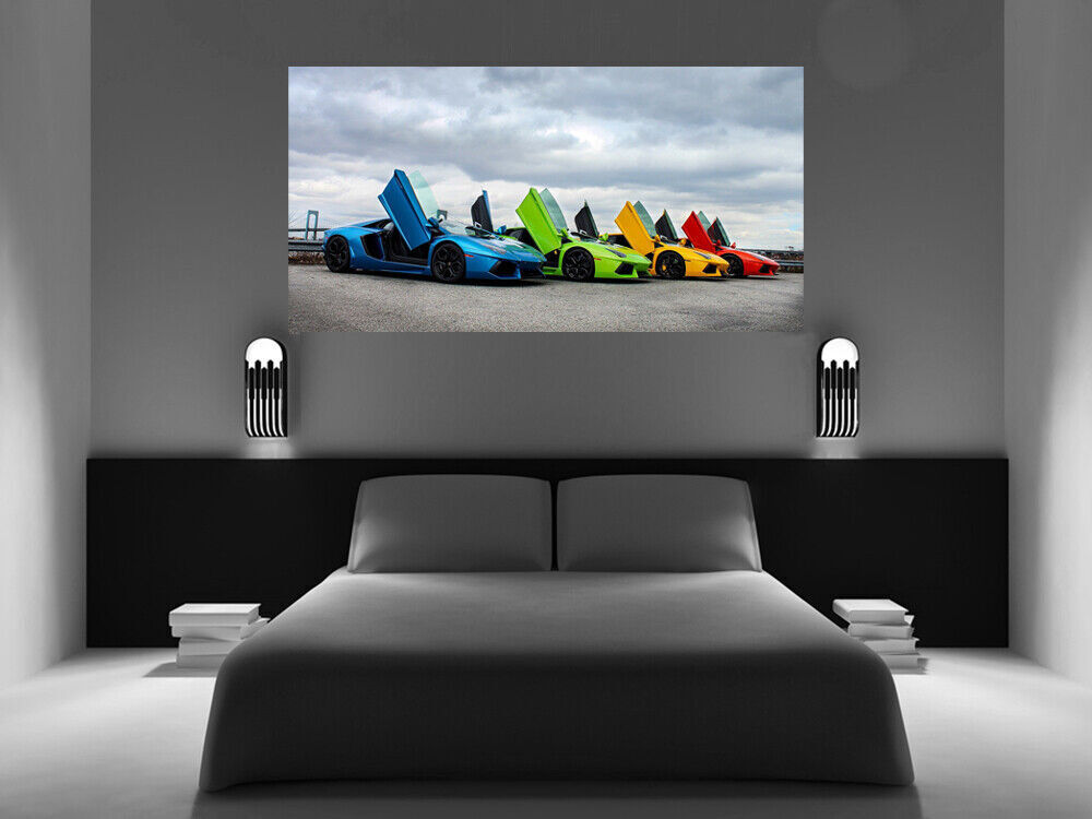 Sports Car Lamborghini Line Up Canvas Wall Art Picture Print