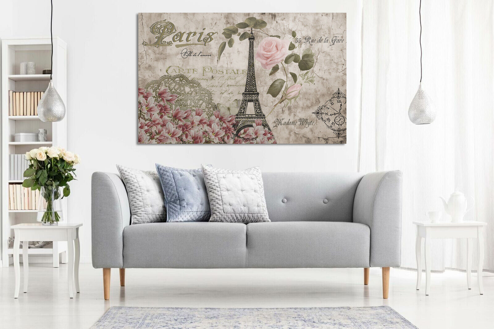 Abstract Canvas Wall Art Print Vintage Eiffel Tower Butterfly Paris Romantic