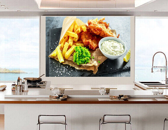 English Fish & Chips Shop Restaurant Food Canvas Wall Art Picture Print