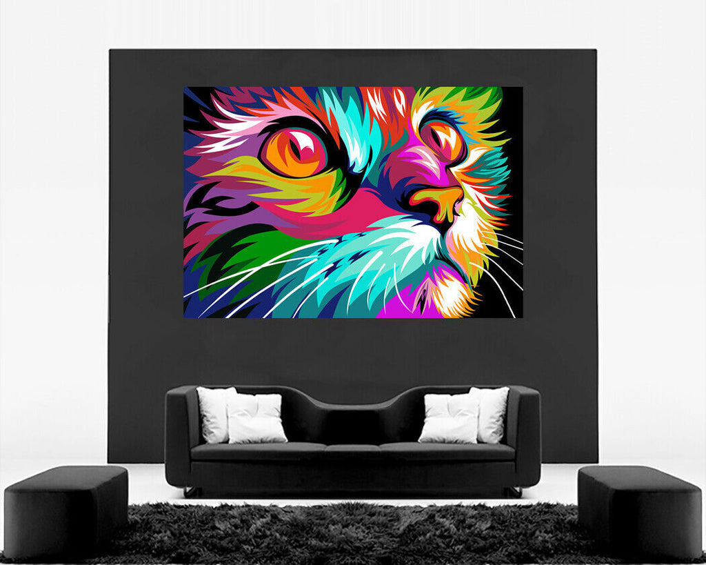 ANIMALS DOG CAT CANVAS WALL ART COLOURFUL Picture Print All sizes