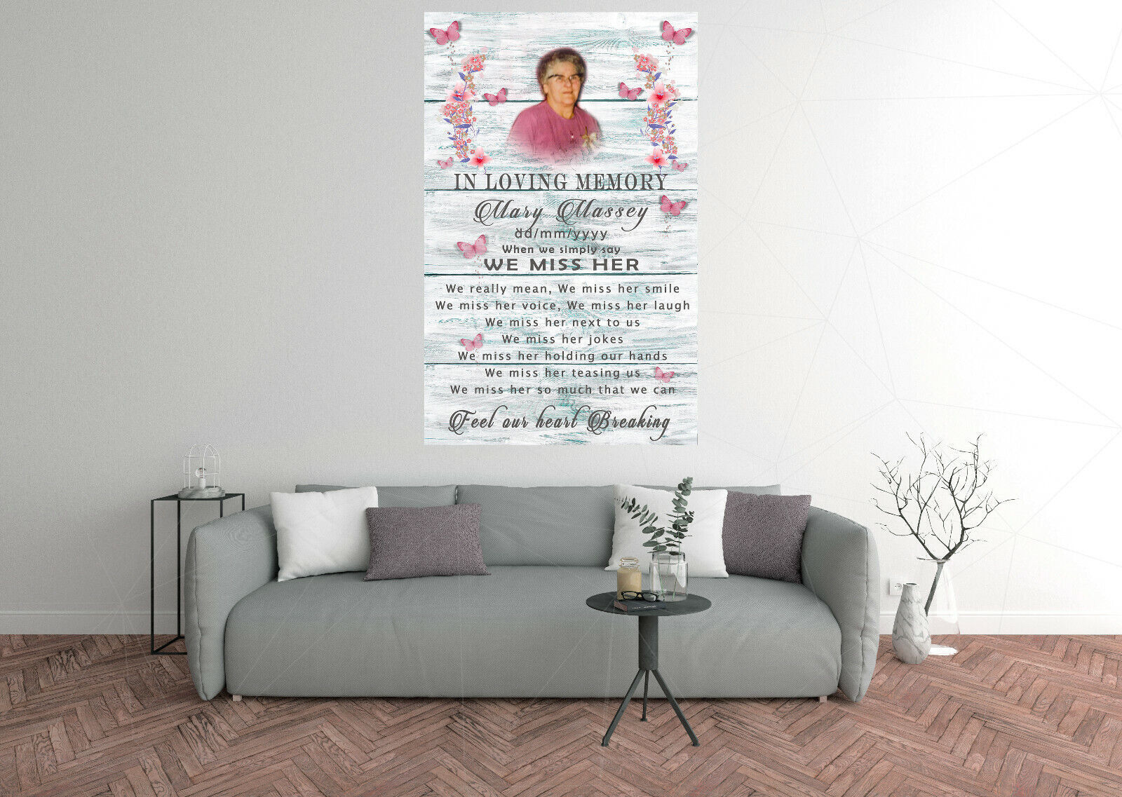 Personalised Memorial We Miss Her Poem CANVAS WALL ART Picture Print  All sizes