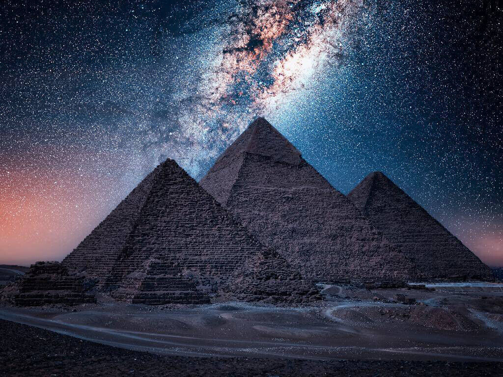 Egypt Pyramids at Night CANVAS WALL ART PRINT PICTURE ARTWORK
