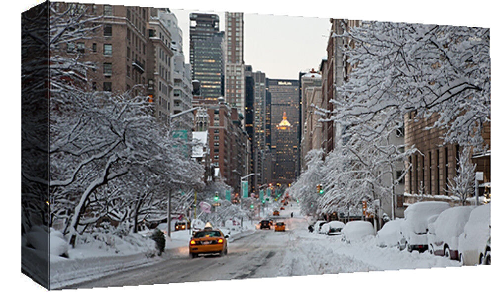 Winter Snow Covered New York Cotton Canvas Wall Art Picture Print A0 A1 A2 A3 A4