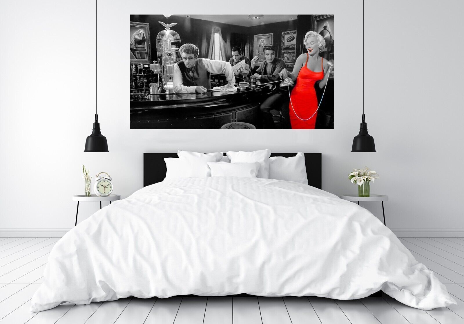 Marilyn Monroe Elvis Presley James Dean Red Dress Canvas Wall Art Print