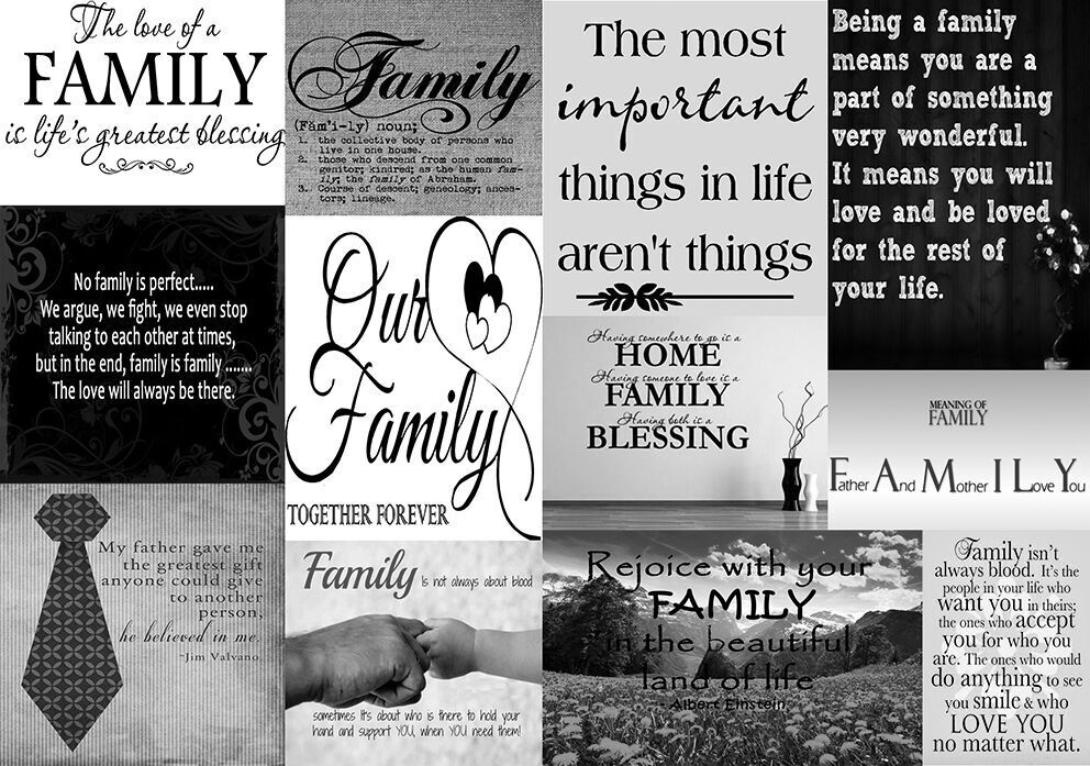 Family Quotes Canvas Wall Art  Picture Black & White 100% cotton  A1, A2, A0