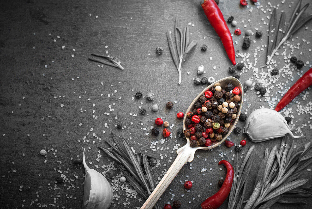 Rosemary, Spices, Chilli, Garlic Kitchen Canvas Wall Art Picture Print