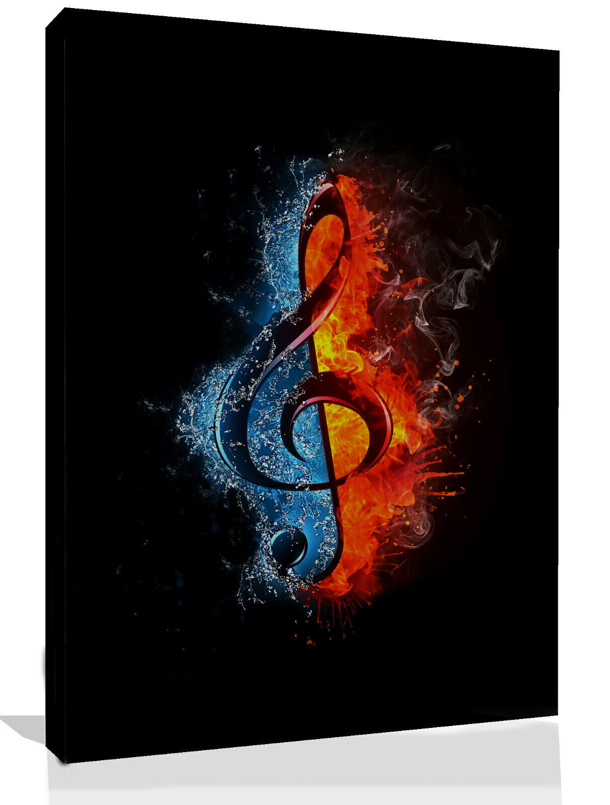 Music Treble Clef Ice & Fire Abstract CANVAS WALL ART PICTURE PRINT