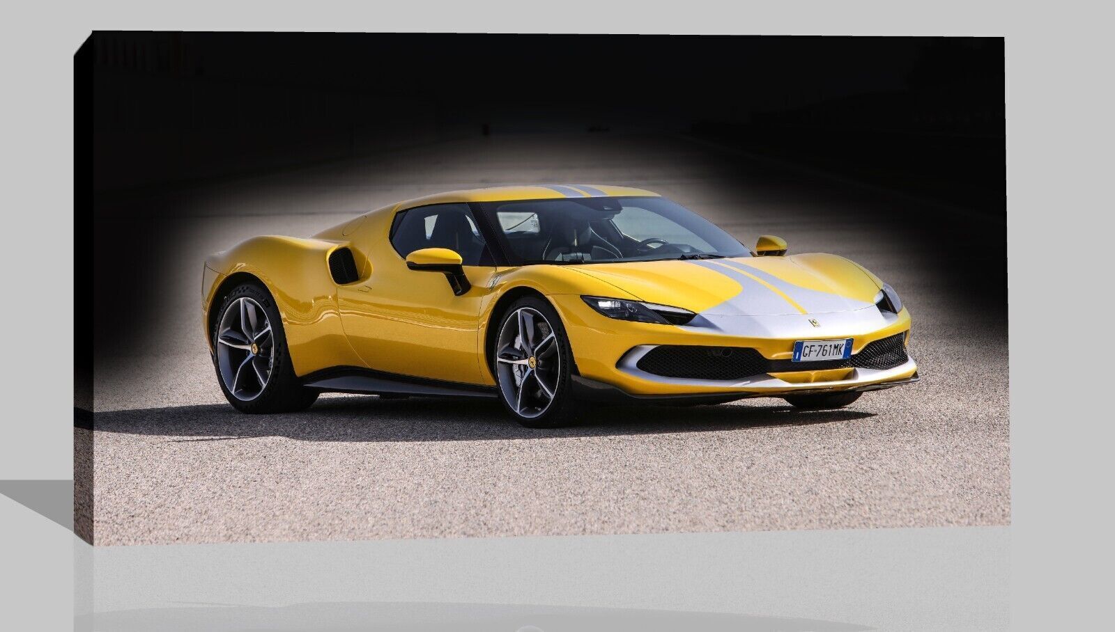 Yellow Ferrari 296 Sports Super car CANVAS WALL ART Picture Print