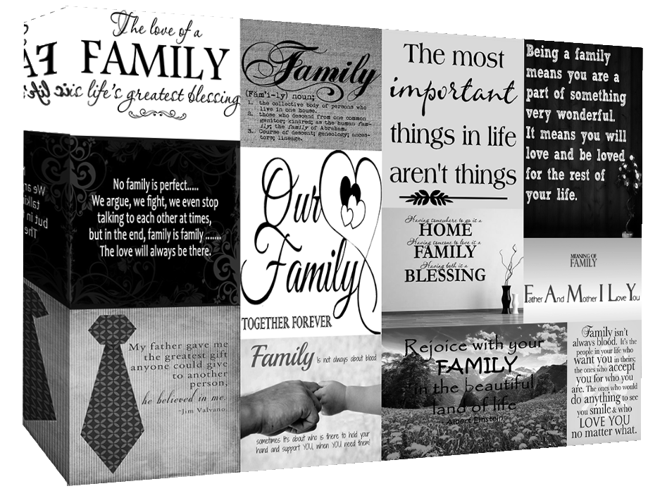 Family Quotes Canvas Wall Art  Picture Black & White 100% cotton  A1, A2, A0
