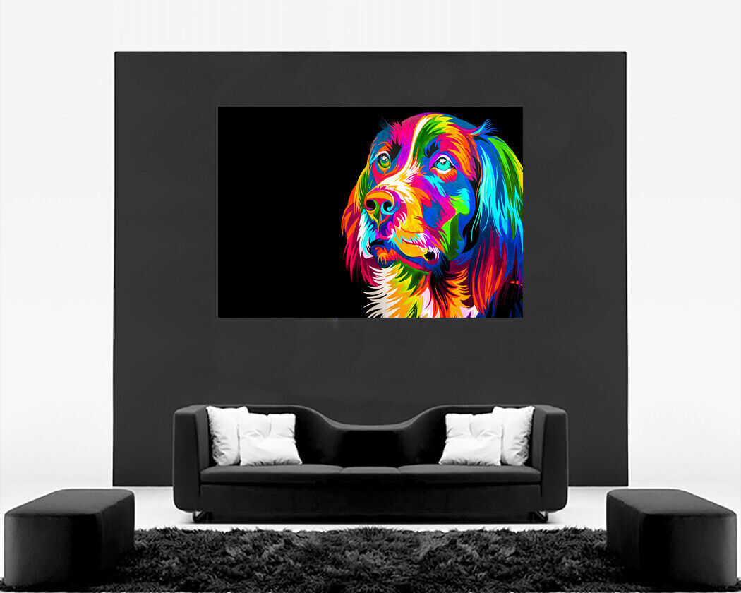 ANIMALS DOG CAT CANVAS WALL ART COLOURFUL Picture Print All sizes
