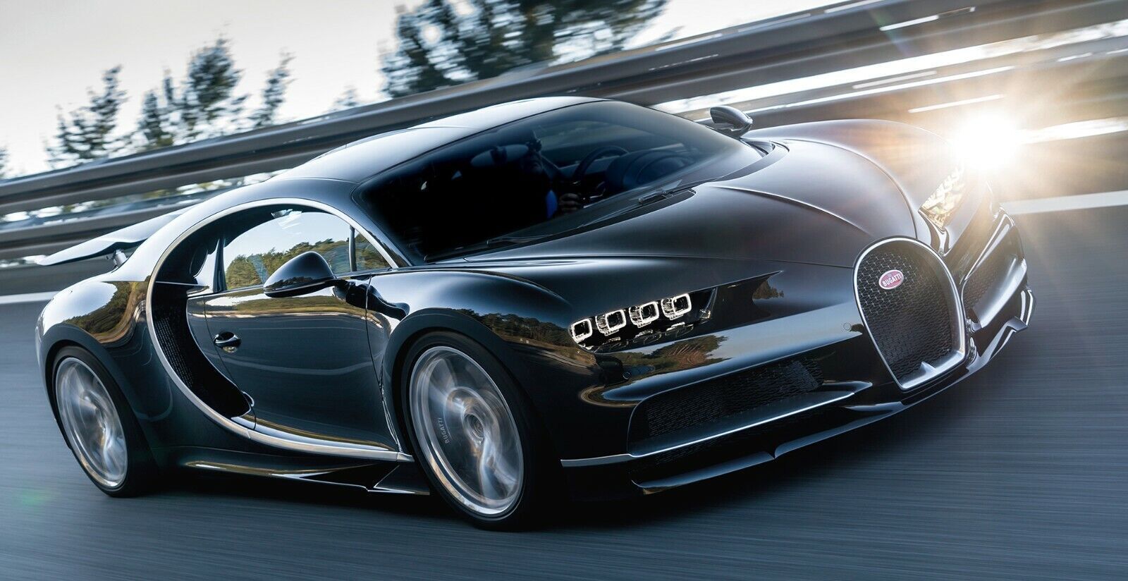 Black Bugatti Chiron Super Car Canvas Wall Art Picture Print