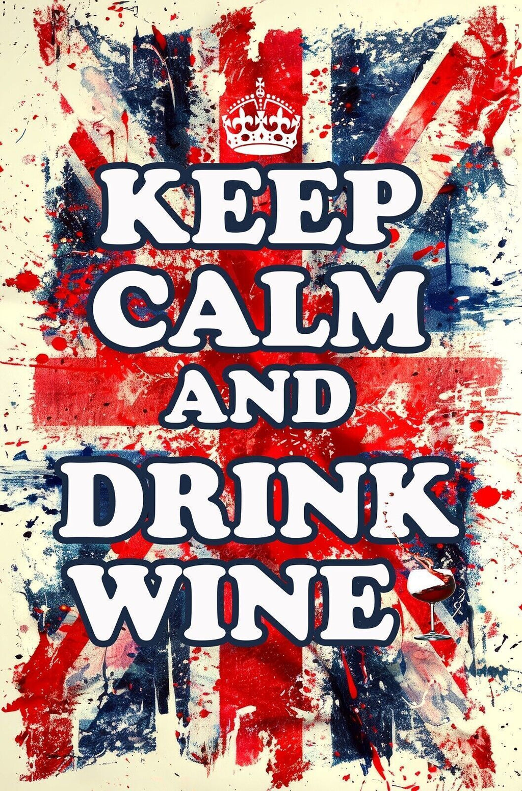 Keep Calm Art Print Red White Blue Drink Wine Quote Framed Canvas Wall Picture