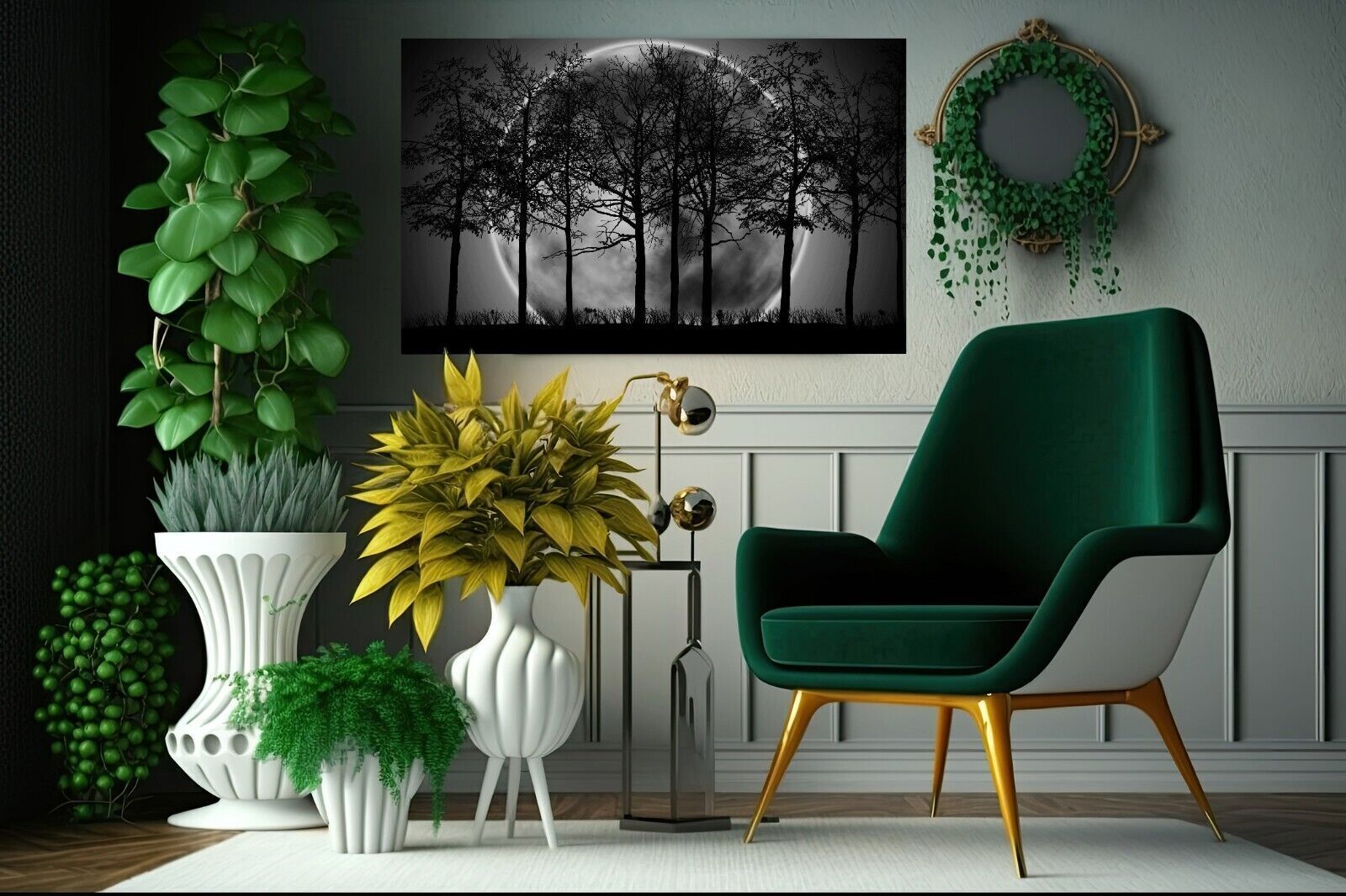 Black Grey Modern Landscape Cotton Canvas Wall Art Picture Print - All sizes