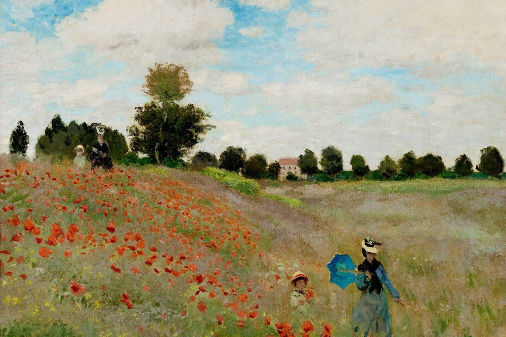 Claude Monet's The Poppy Field near Argenteuil painting Canvas Wall Art Print