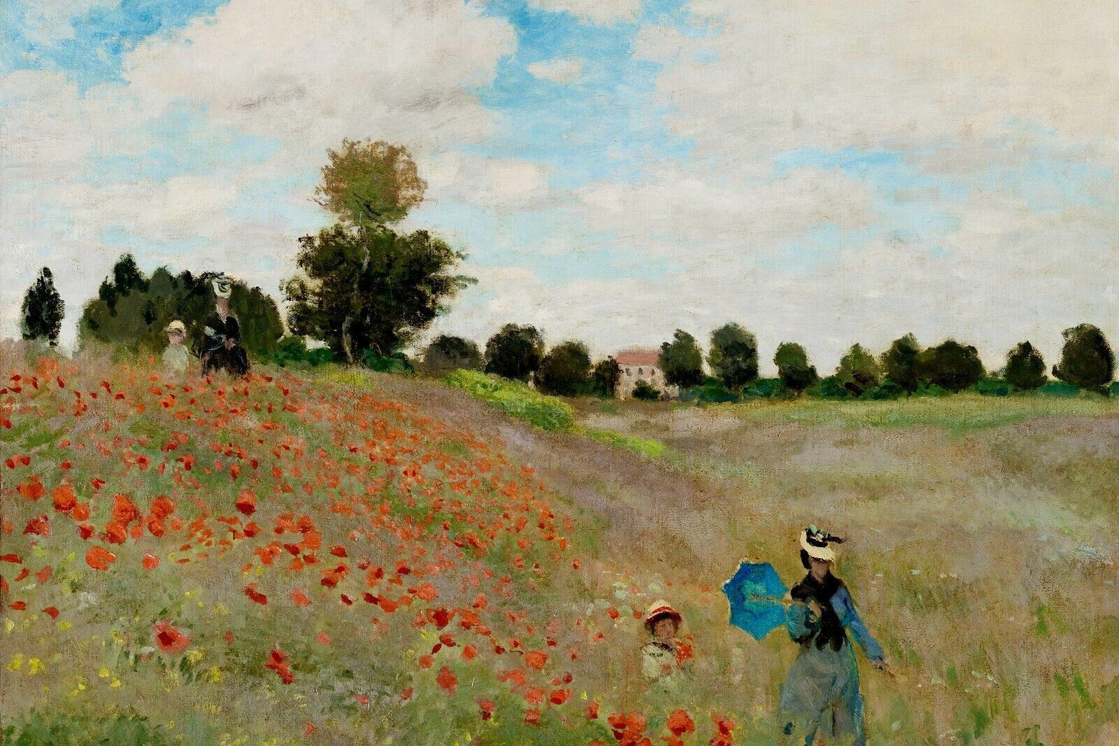 Claude Monet's The Poppy Field near Argenteuil painting Canvas Wall Art Print