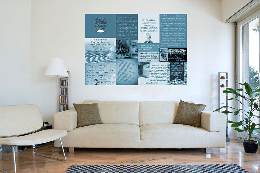 Duck Egg Blue Famous Quotes Canvas Wall Art Picture 100% cotton-A1, A2, A0 sizes