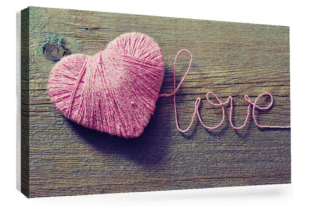 Love Pink Heart Canvas Wall Art Picture Print - all sizes