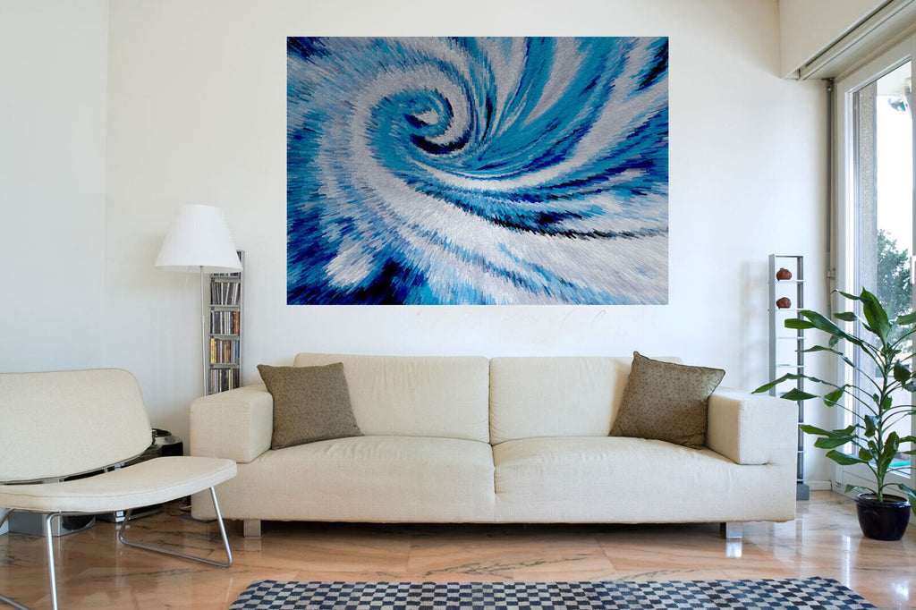 Blue Grey Tones Modern Swirl Abstract Canvas Wall Art Picture Print