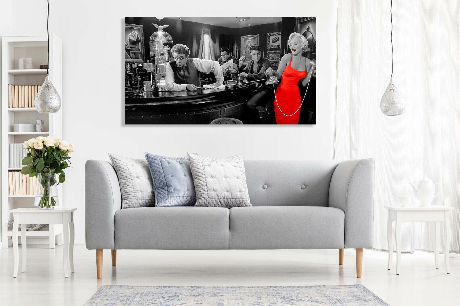 Marilyn Monroe Elvis Presley James Dean Red Dress Canvas Wall Art Print