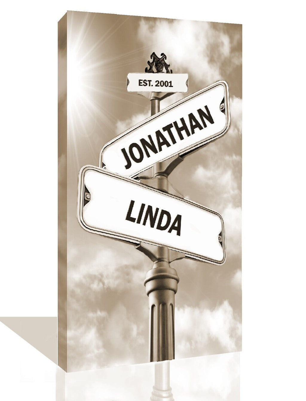 Personalized Couples Names Wedding Date Street Sign Canvas Wall Art Print