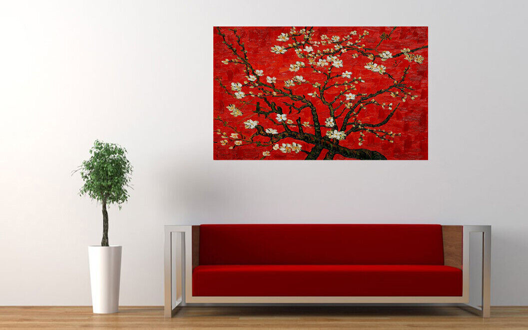 Vincent van Gogh Almond blossom CANVAS WALL ART PAINTING FRAMED PRINT RED