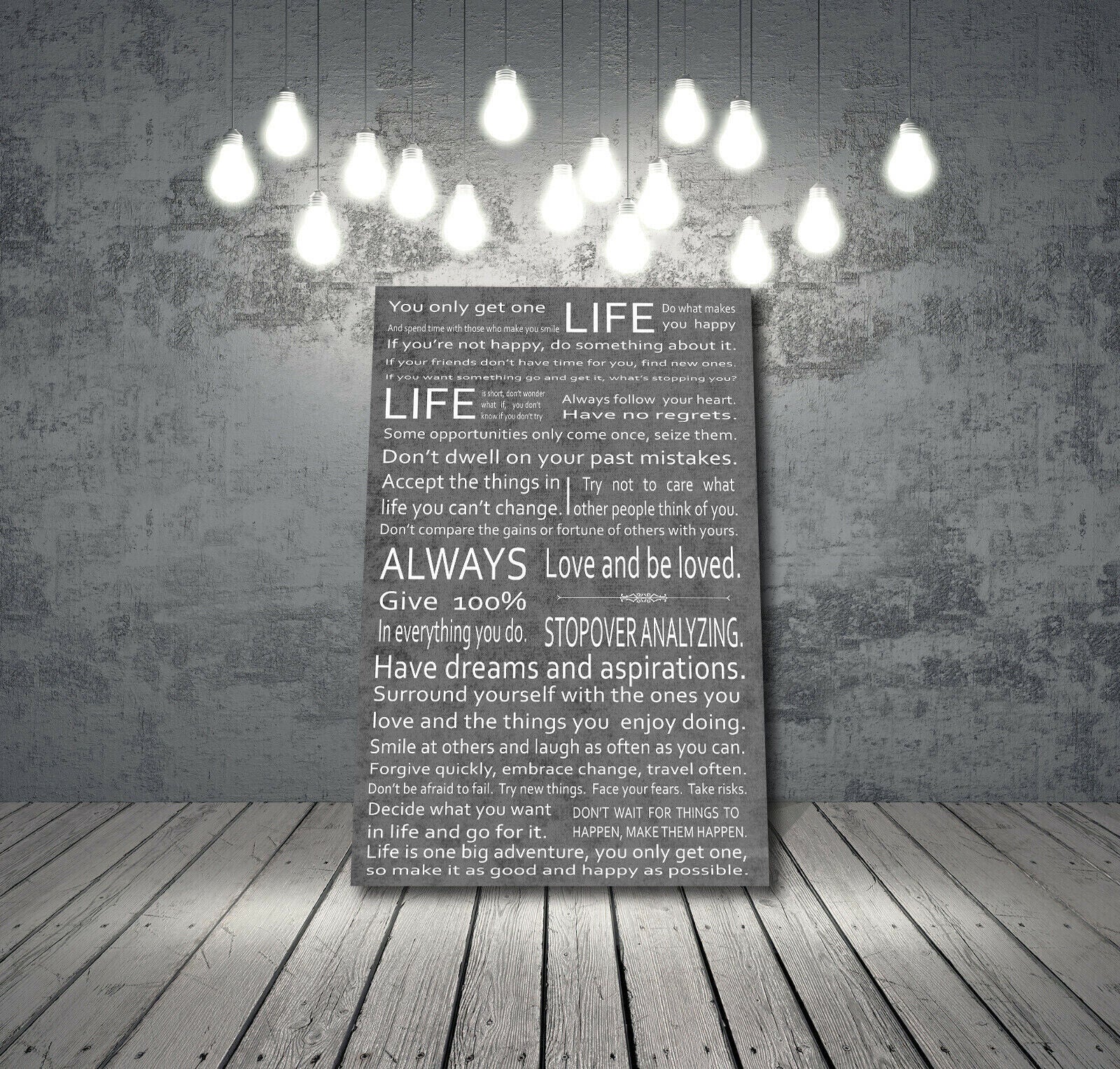 Life Manifesto Quote Canvas Wall Art Picture Print Artwork - Grey