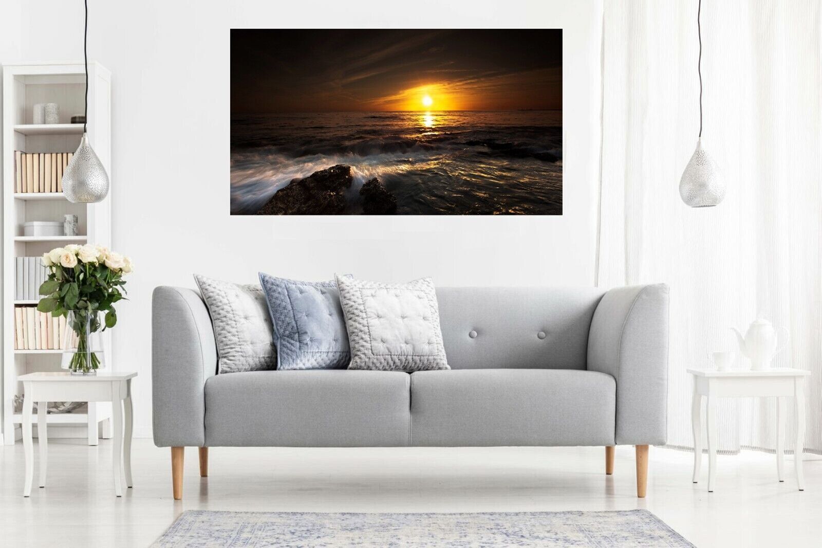 Sunset Over The Ocean seascape Canvas Wall Art Picture Print
