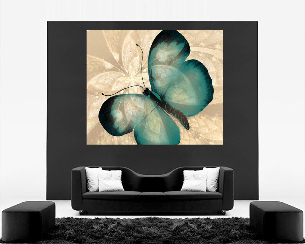Abstract Canvas Print Butterfly Duck Egg Blue Cream Wall Art Print Various Sizes