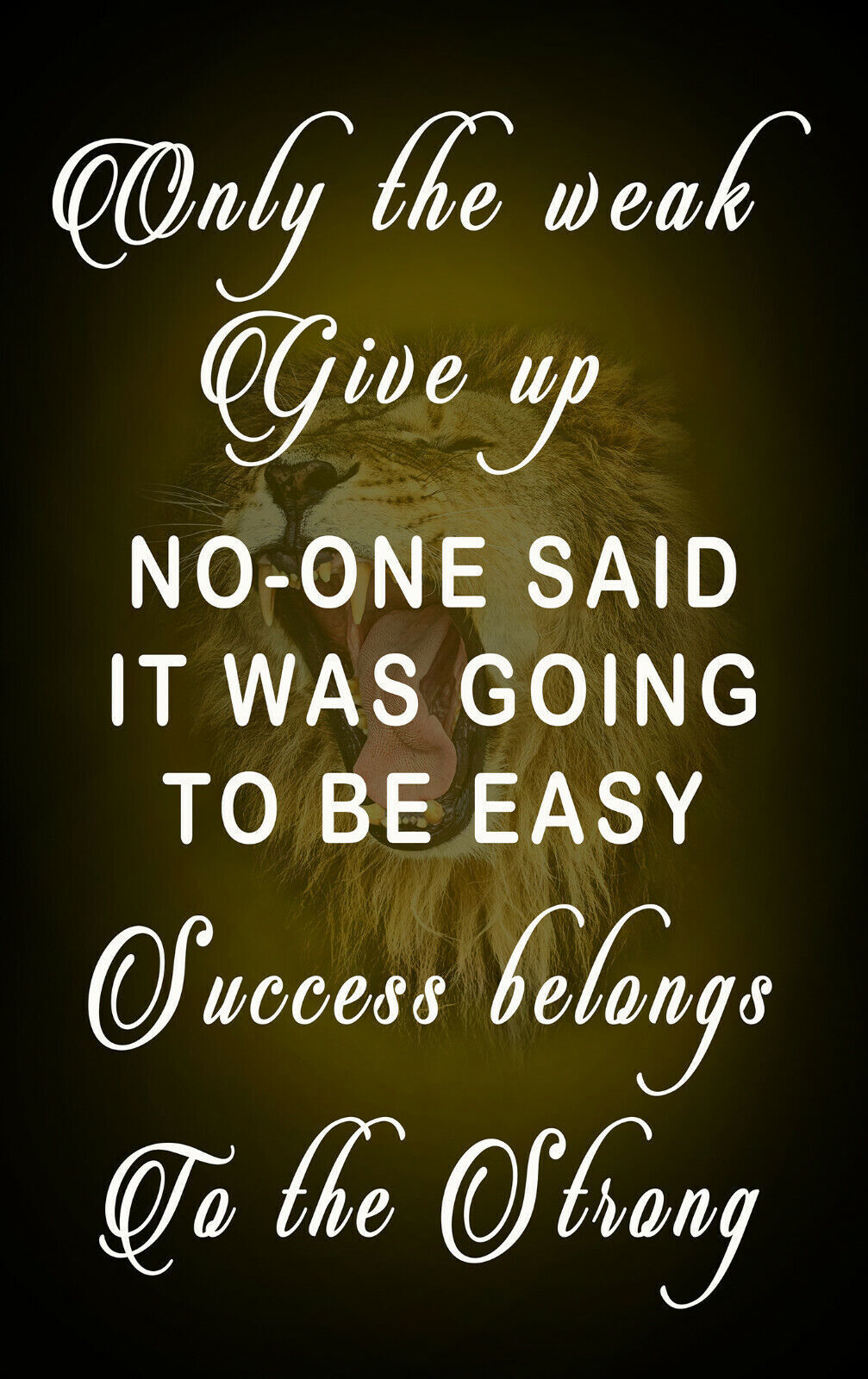 MOTIVATIONAL SUCCESS QUOTE CANVAS WALL ART Picture Print - Only The Weak Give Up
