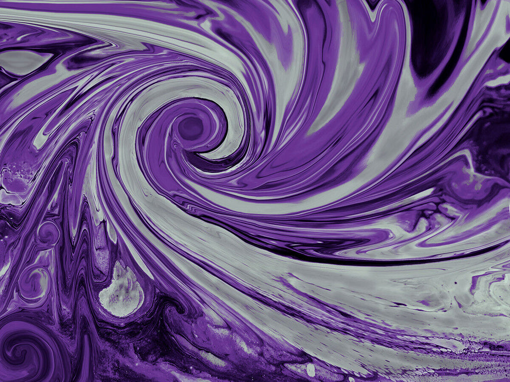 Modern Purple and Grey Spiral Swirl Abstract Canvas Wall Art Print